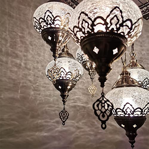 Turkish Moroccan Mosaic Boho Hardwired Chandelier Light Ceiling Hanging Lamp Pendant Fixture Lighting