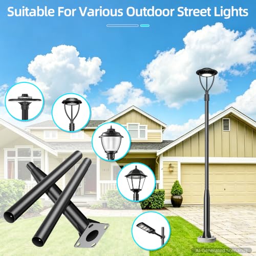 2Pack 10Ft Street Light Pole Adjustable Heavy Duty Metal Street Lamp Post