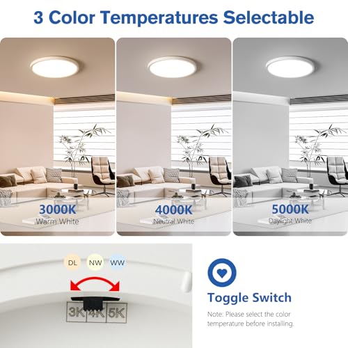 12 Inch Slim Dimmable LED Flush Mount Ceiling Light Fixtures