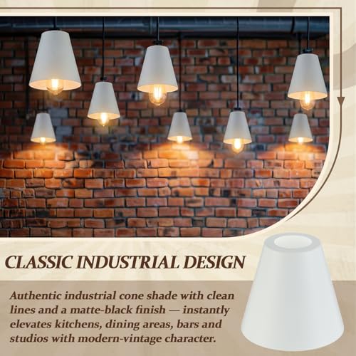 4 Pcs White Cone Industrial Replacement Lamp Shades (4 Count)
