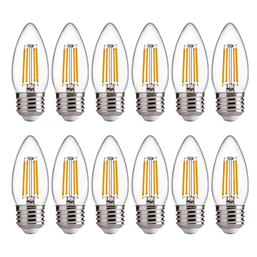 B11 E26 Base LED Candelabra Light Bulbs 60W Equivalent (12 Count)