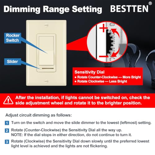 6PK Dimmer Wall Light Switch (6 Count)