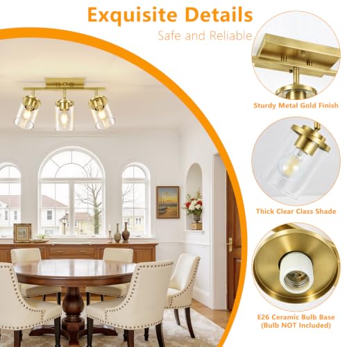3 Lights Semi Flush Mount Ceiling Light