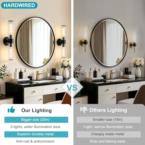 Hardwired Black Vanity Light Threaded Glass Wall Sconce 2 Pack (2 Count)