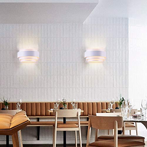 Modern Wall Sconce Set of 2 Indoor Wall Light Fixture Half Moon Metal Wall Lamp White for Stair Hallway Home Theatre Bedroom (2 Count)