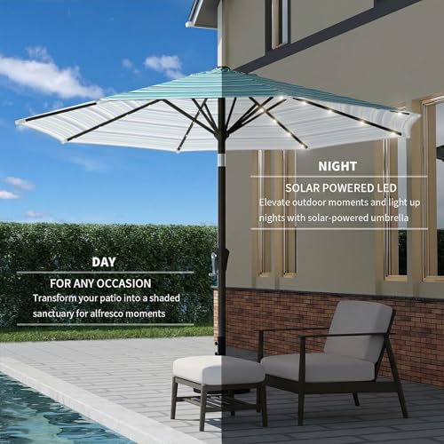 9FT Patio Umbrella with Solar Lights