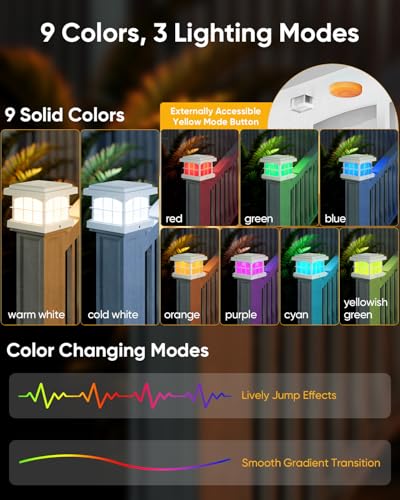RGBCW Solar Post Cap Lights 8 (8 Count)