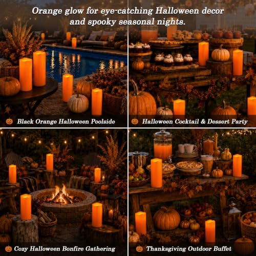 Large Orange Flameless Candles