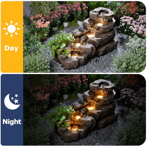 38.2" L Garden Rock Water Fountain Outdoor