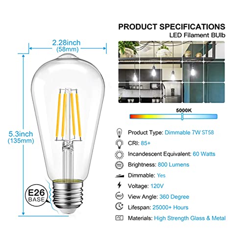 Edison Bulbs E26 LED Bulb 60 Watt Equivalent