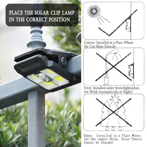 3 Pack 800lm Clip on Solar Lights Outdoor Waterproof (3 Count)
