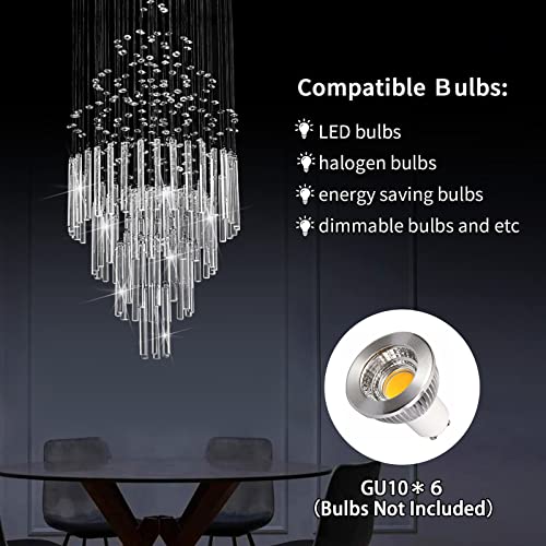 6 Light Flush Mount High Ceiling Chandelier