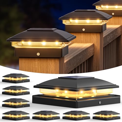 Black Solar Post Cap Lights (8 Count)