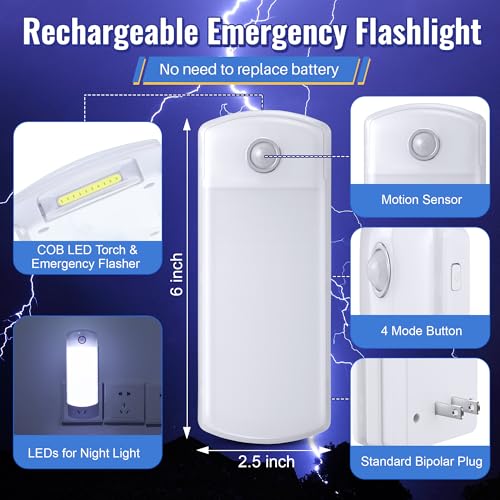 2 Pack 4 in 1 LED Power Failure Light for Home Emergency Power Outage (2 Count)