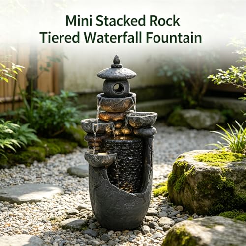 Zen Tiered Rock Water Fountain Outdoor