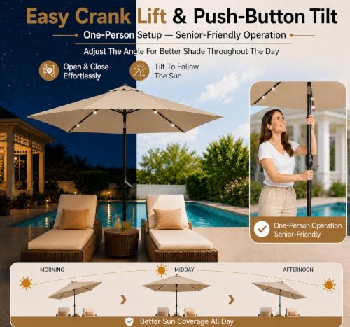 7.5FT Solar Patio Umbrella w