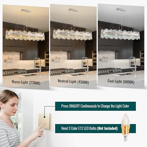 Modern Rectangle Crystal Chandelier for Dining Room