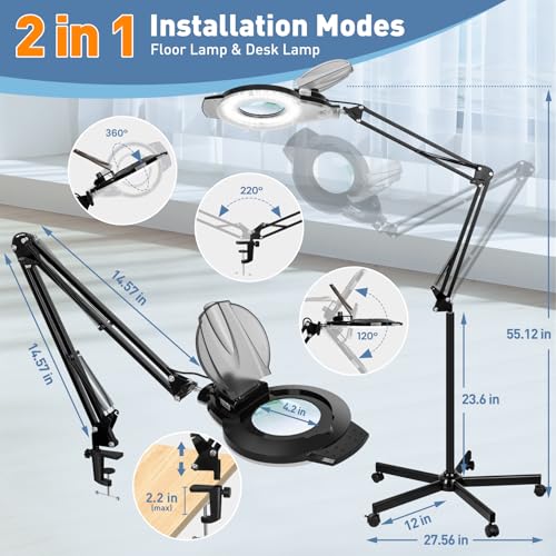 Floor Magnifying Glass with Light and Stand
