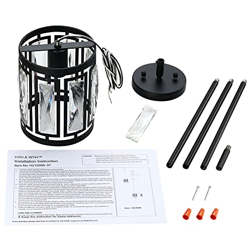 2 Pack Black Pendant Lights for Kitchen Island Mini Crystal Chandelier