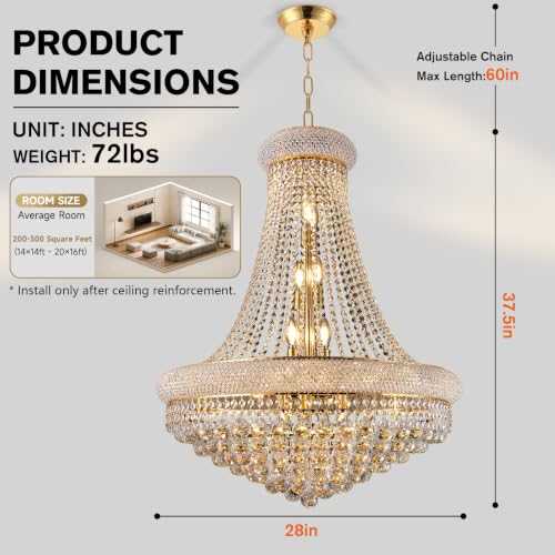 28" W 15 Light Luxury Foyer Chandeliers