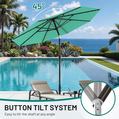 9FT Patio Umbrella with Solar Lights