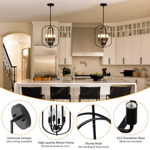 Black Chandelier for Dining Room Light Fixture (4 Count)