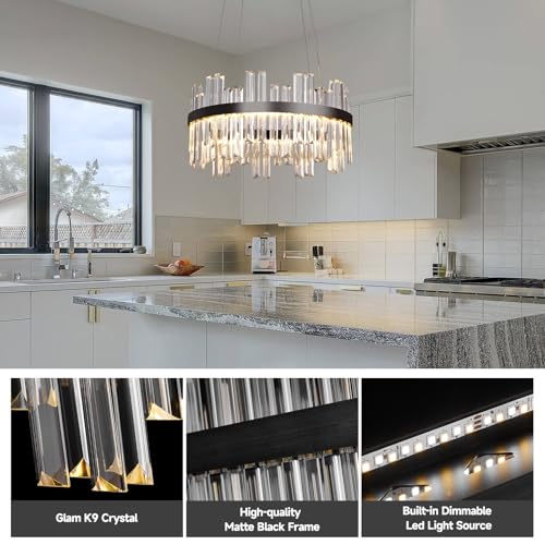 Black Led Modern Crystal Chandelier