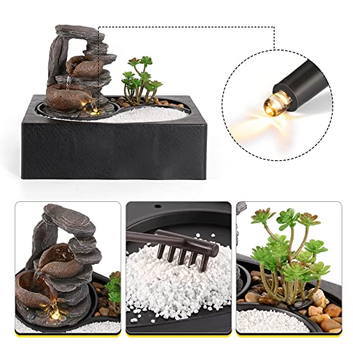 Indoor Water Fountains Tabletop Water Fountain with Warm Light