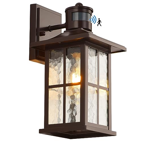 Motion Sensor Outdoor Wall Lantern Brown Dusk to Dawn Exterior Porch Light