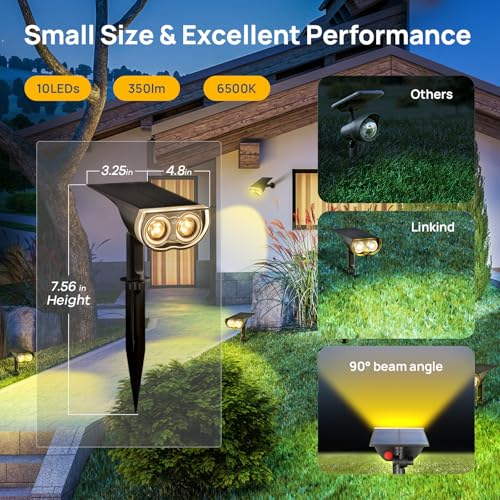 Solar Spotlights Outdoor Waterproof Dusk to Dawn Warm White 6 Pack (6 Count)