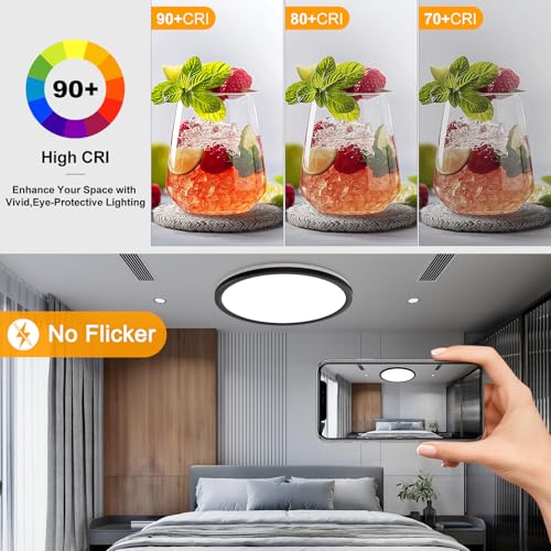 15 Inch LED Flush Mount Ceiling Light with Remote