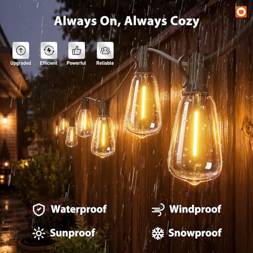 196(49FT*4) Outdoor String Lights with APP LED Edison Waterproof (196 Foot)