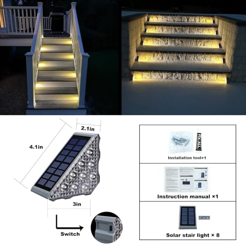 Solar Stair Lights 8 Pack (8 Count)