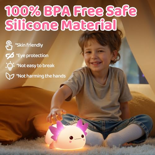 Huggwaii Squishy Axolotl Night Light for Kids