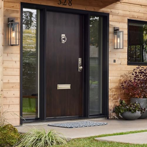 18" Classic Outdoor Wall Sconce 1 Light in Oil Rubbed Bronze Rectangular Metal Frame and Clear Glass Shade Waterproof Porch Light Patio Light Pack of 2 (2 Count)