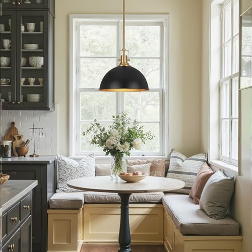 13 Inch Black and Gold Metal Pendant Light Kitchen Island
