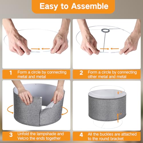 Grey Large Drum Lamp Shades for Floor Lamps