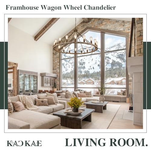 Farmhouse Wagon Wheel Chandelier 47" Wooden Chandelier Light Fixture 18
