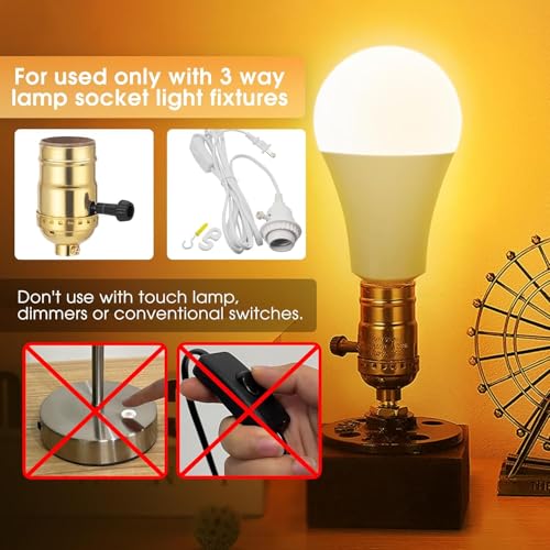 Amber Light Bulb 3 Way LED Light Bulbs 50 100 150W Equivalent A19 (2 Count)