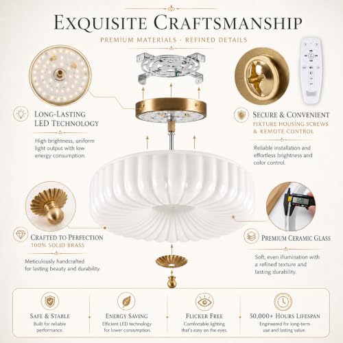Gold Flush Mount Ceiling Light (12 In)