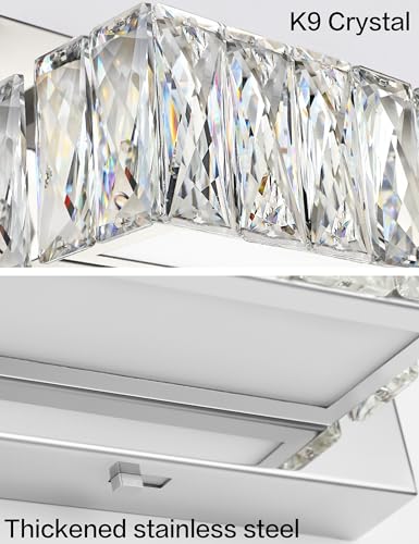 30in LED Bathroom Lights Over Mirror Modern Crystal Vanity Lights Bar Chrome Wall Lighting for Bath