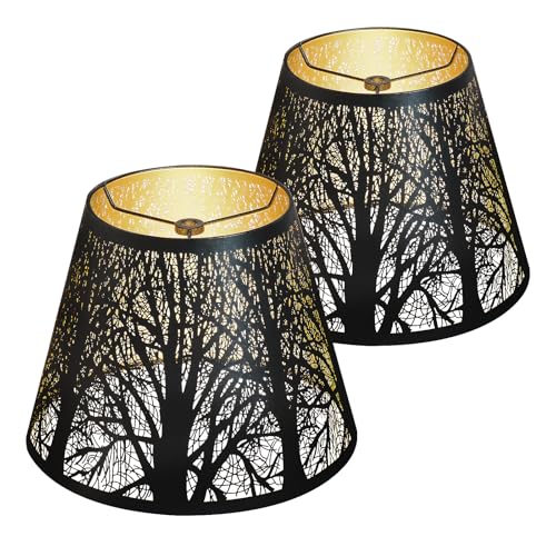 Etched Small Forest Metal Lampshade set of 2