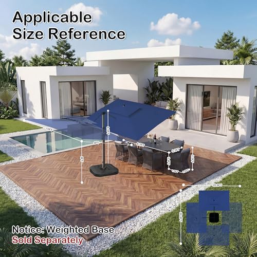 9x12 FT Patio Cantilever Outdoor Offset Umbrella with LED Lights