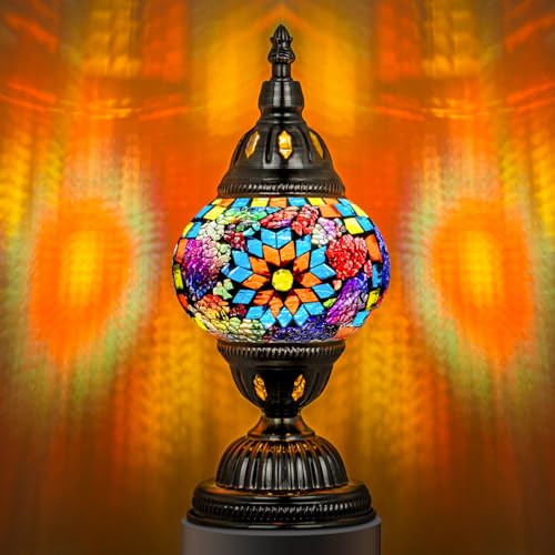 Turkish Mosaic Lamp Stained Glass Table Lamp with Tiffany Style