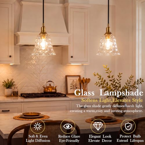 6 Pcs Clear Hammered Bell Shaped Glass Lamp Shade Replacement (6 Count)