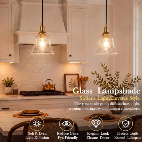 6 Pcs Bubble Seeded Bell Shaped Glass Lamp Shade Replacement (6 Count)