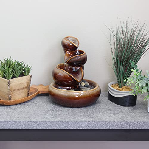 Sunnydaze 10" Tiered Vessels Ceramic Tabletop Fountain