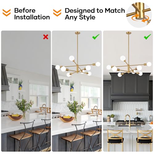 11" 52" Height Adjustable Modern Chandelier Ceiling Light Fixture