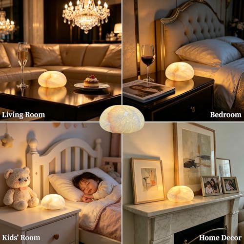 Natural Marble Lamp Cordless Touch Control Night Light 3