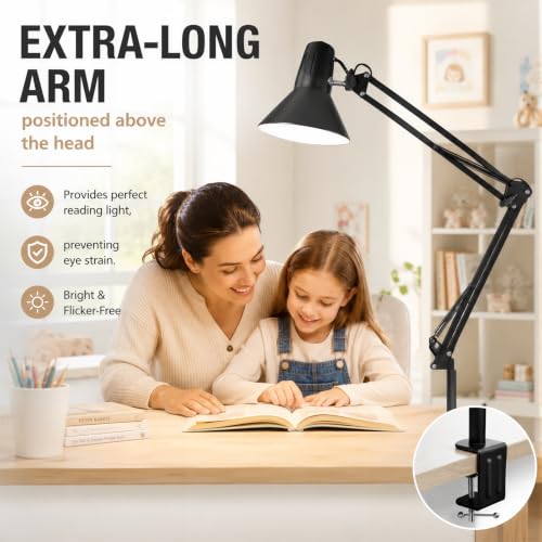 Black Dimmable Desk Lamp with Clamp